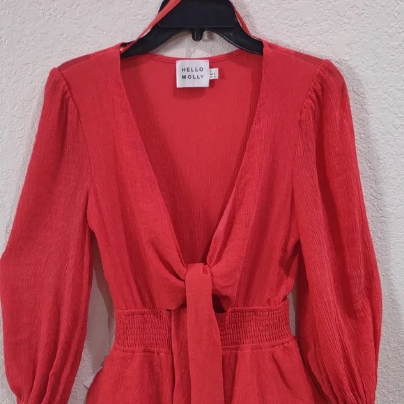 Hello Molly Vibrant Red Ruffle Dress - Picture 3 of 17